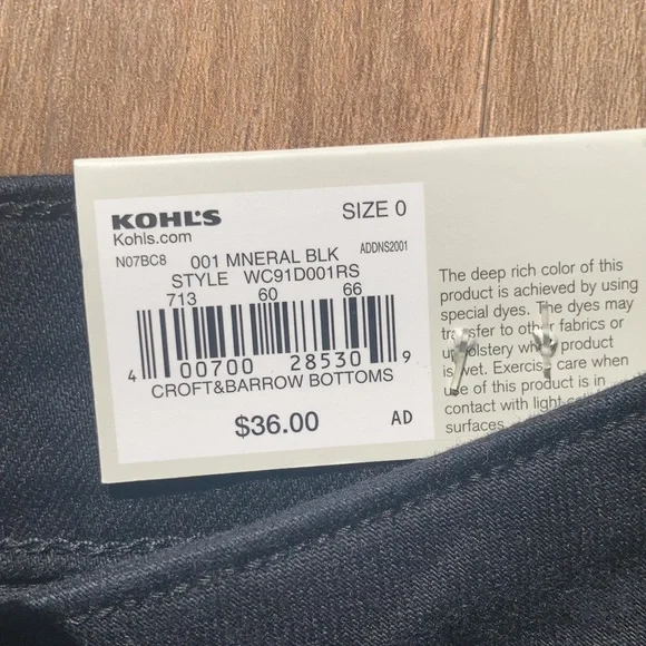 croft & barrow midrise cuffed black jean Capri size 0 - Picture 9 of 16